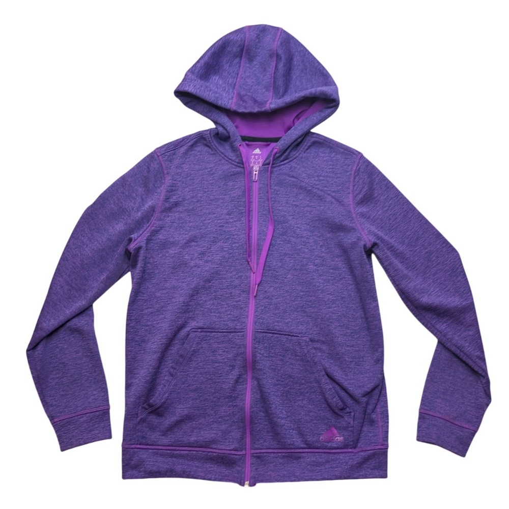 Adidas Climawarm‎ Hoodie Womens Medium Purple Space Dye Full Zip Fleece Jacket